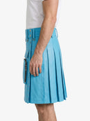 Sky Blue Leather Utility Kilt Left
