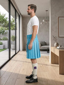 Sky Blue Leather Utility Kilt Left Side