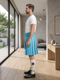 Sky Blue Leather Utility Kilt Left Side