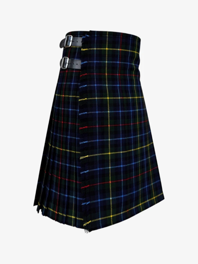 Plaid kilt with a belt on a white background