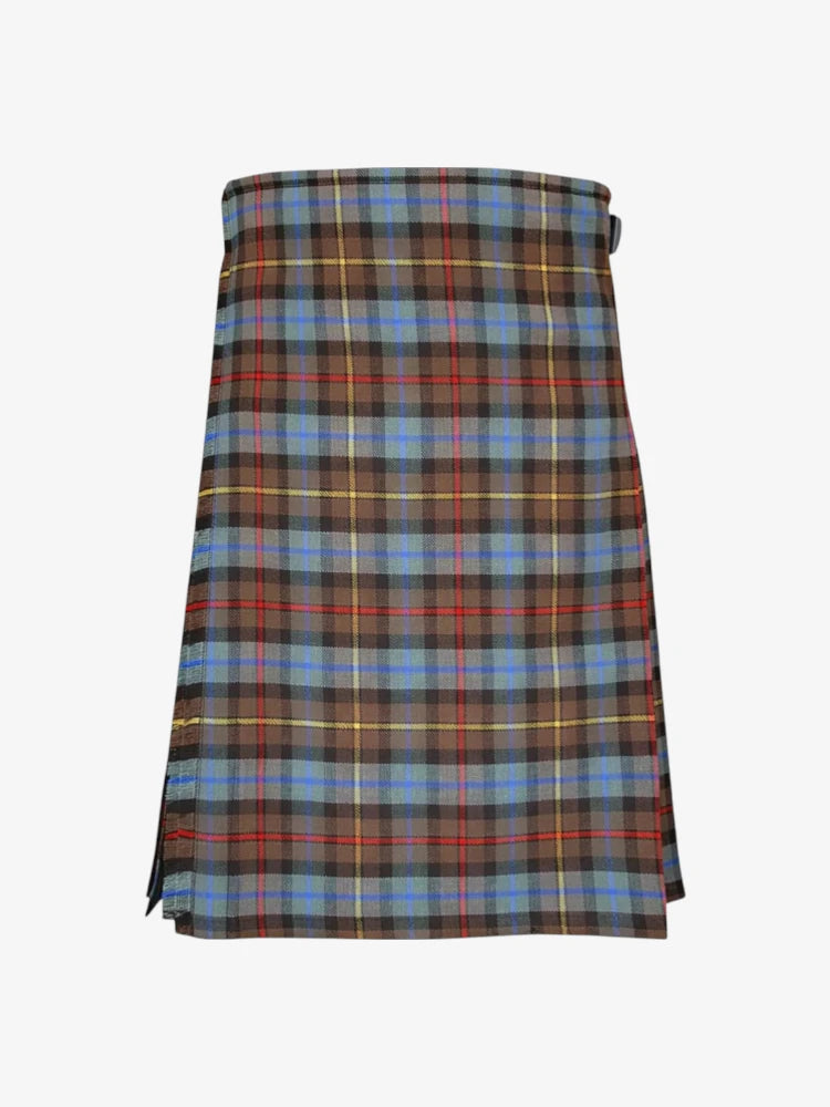 Plaid kilt with a colorful pattern on a white background
