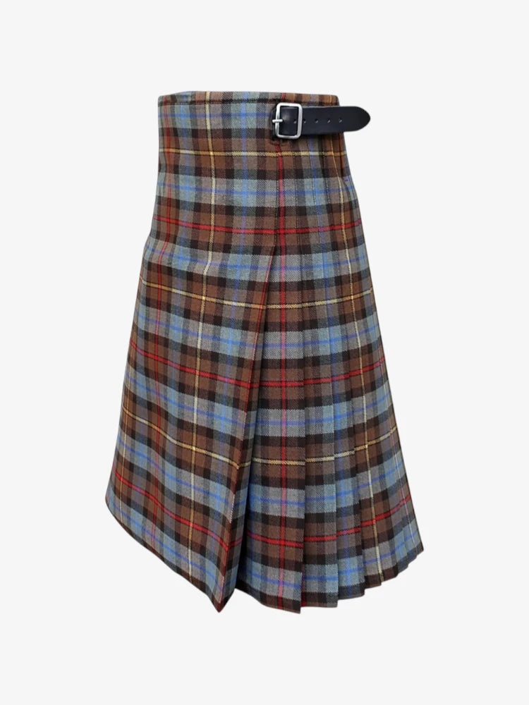 Plaid kilt with a belt on a white background