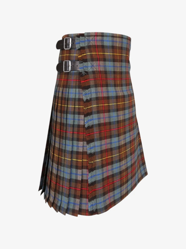 Plaid kilt with a belt on a white background