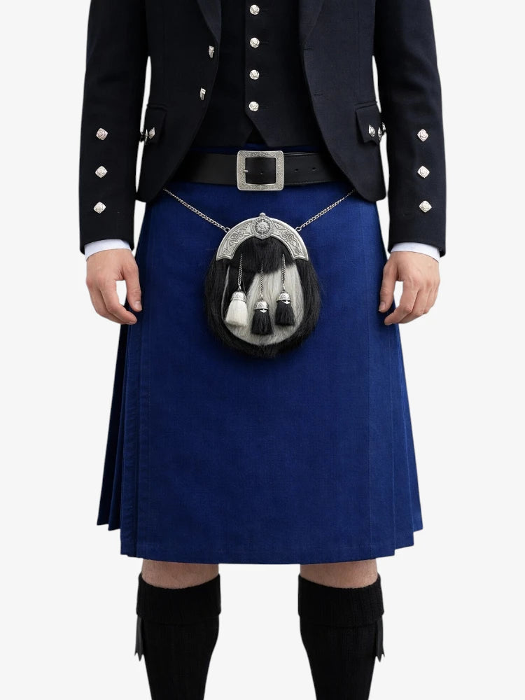 Solid Blue Modern Tartan Kilt