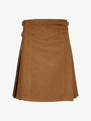 Solid Light Brown Tartan Kilt Front