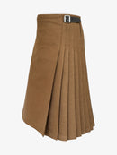 Solid Light Brown Tartan Kilt Left Side