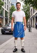 Standard Blue and White Leather Hybrid Utility Kilt front side