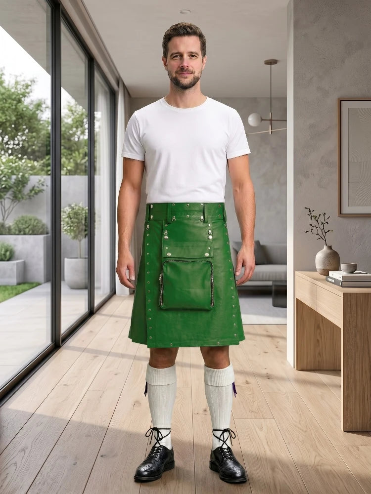 Standard Green Leather Utility Kilt