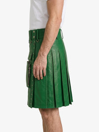 Standard Green Leather Utility Kilt Left