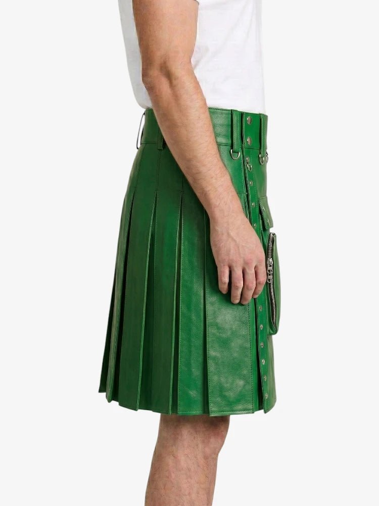 Standard Green Leather Utility Kilt Right