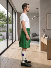 Standard Green Leather Utility Kilt Right Side