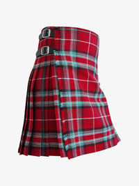 Red and green plaid kilt on a white background