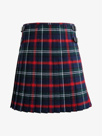 Plaid kilt with red and green pattern on a white background