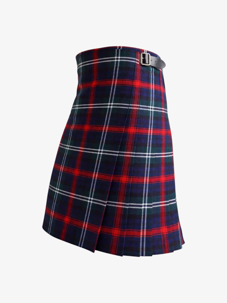 Plaid kilt with a belt on a white background