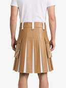 Tan And White Leather Hybrid Utility Kilt Back