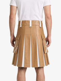 Tan And White Leather Hybrid Utility Kilt Back