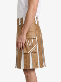 Tan And White Leather Hybrid Utility Kilt Left