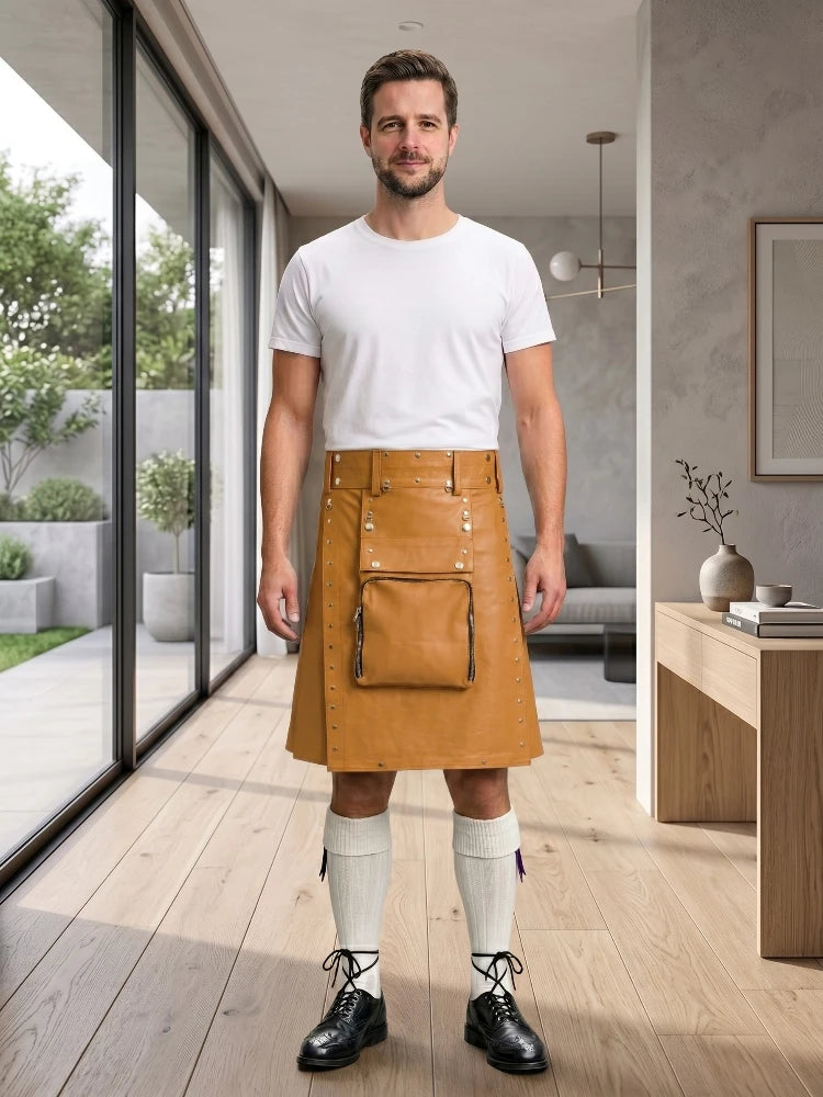 Tan Leather Utility Kilt