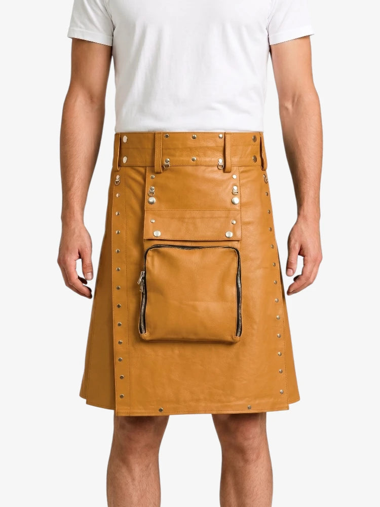 Tan leather kilt