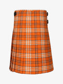 Orange plaid kilt on a white background