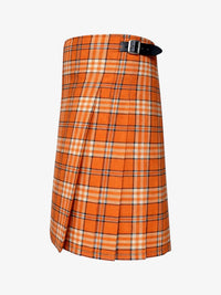 Orange plaid kilt with a belt on a white background