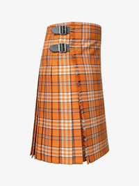 Orange plaid kilt with silver belt on a white background