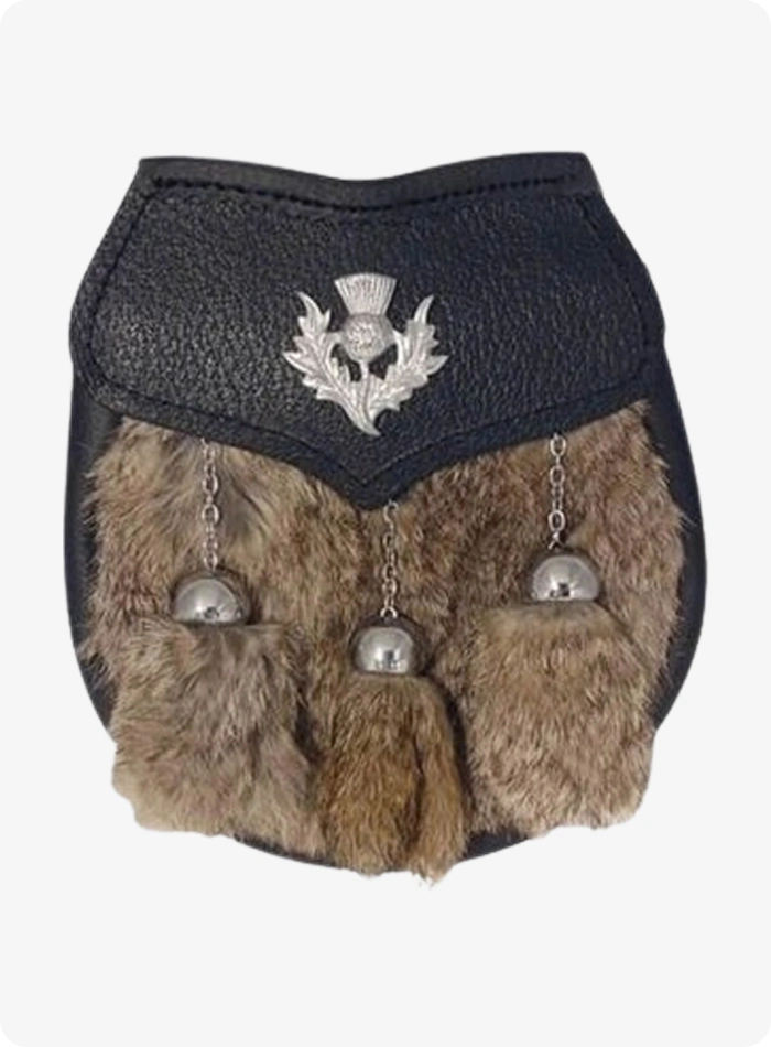 Thistle Emblem Semi Dress Grey Rabbit Fur Sporran
