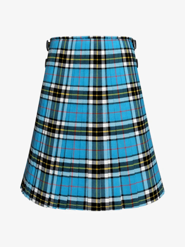Blue plaid kilt on a white background