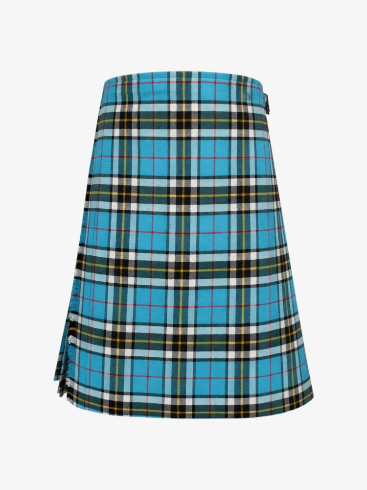 Blue plaid kilt on a white background