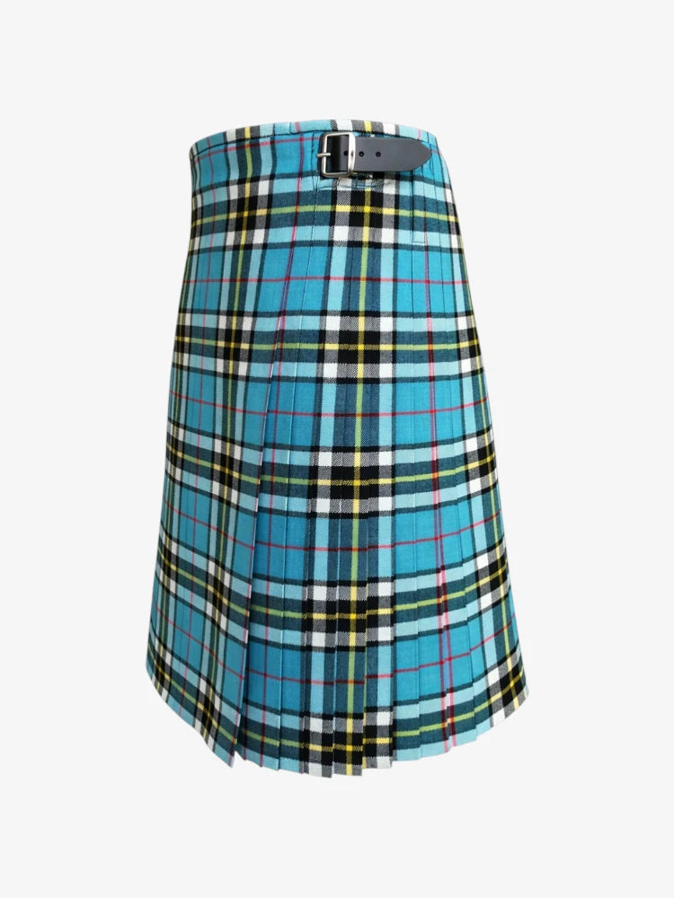 Blue plaid kilt on a white background