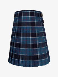 Blue plaid kilt on a white background