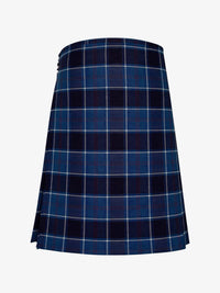 Blue plaid kilt on a white background