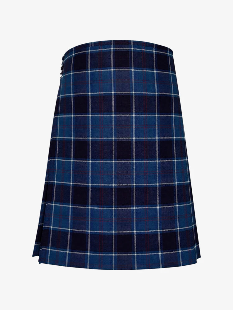 Blue plaid kilt on a white background
