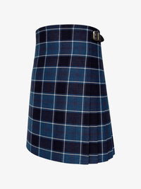 Blue plaid kilt on a white background