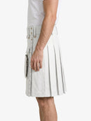 White Leather Utility Kilt Left