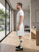 White Leather Utility Kilt Left Side