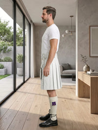 White Leather Utility Kilt Left Side