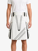 White and Black Leather Hybrid Utility Kilt