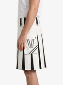 White and Black Leather Hybrid Utility Kilt Left