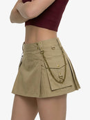 Beige skirt with gold chain details on a white background