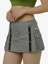 Gray skirt with black accents and decorative elements on a white background