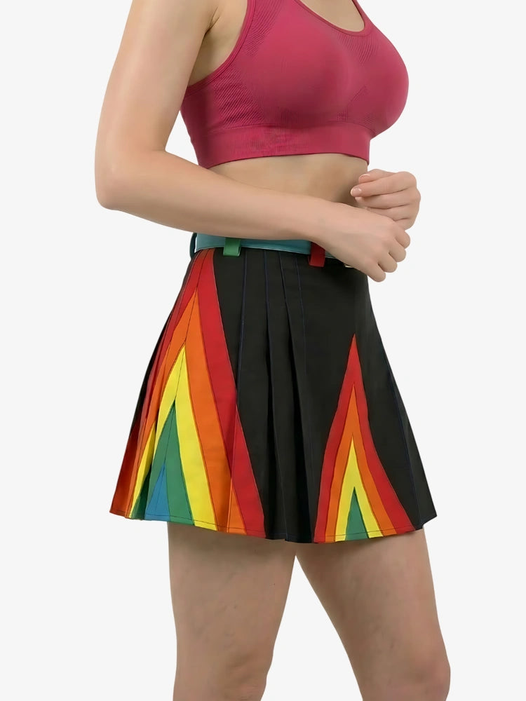 Women Black Modern Rainbow Kilt