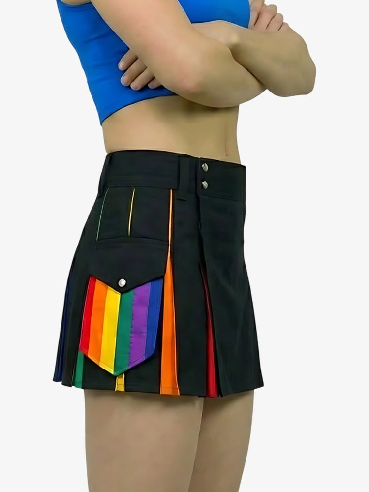 Women Pride Rainbow Kilt With Cargo Pockets