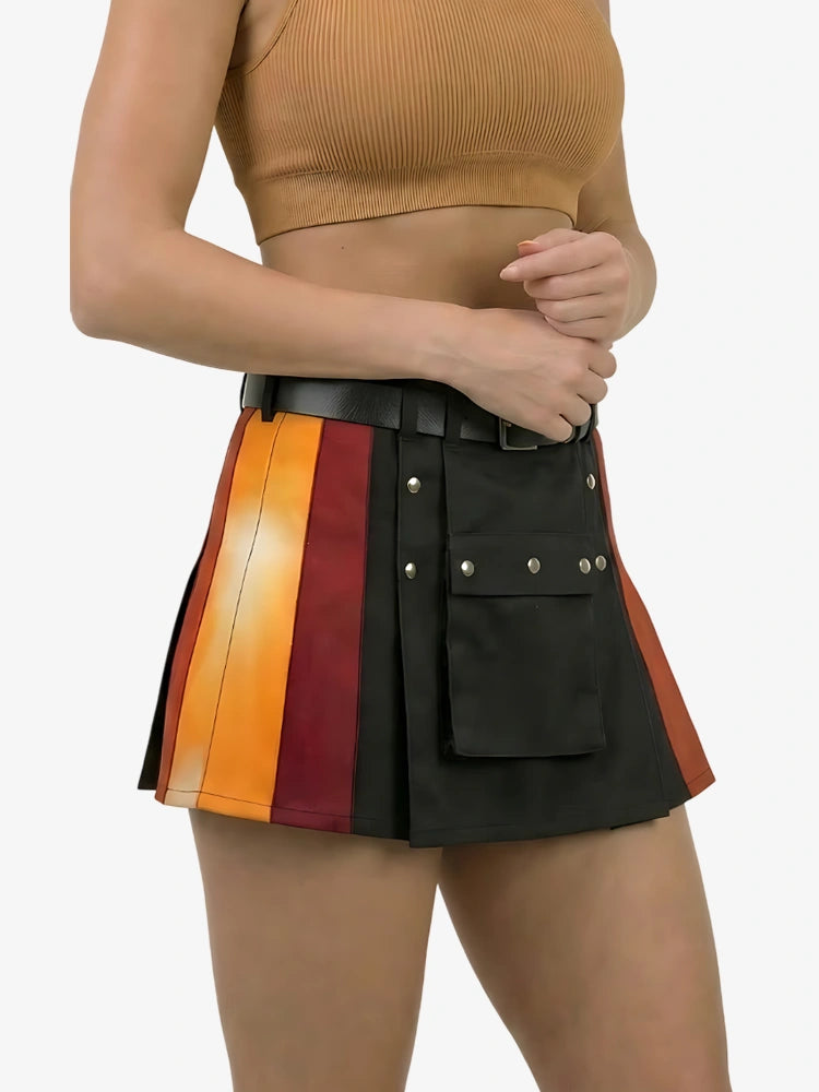 Women Rainbow Kilt with Gradient Side Panels