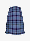 Blue plaid kilt on a white background
