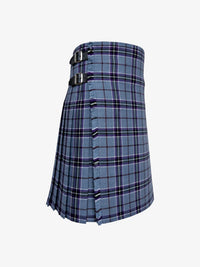 Blue plaid kilt on a white background
