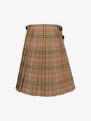 Plaid kilt with orange and green pattern on a white background